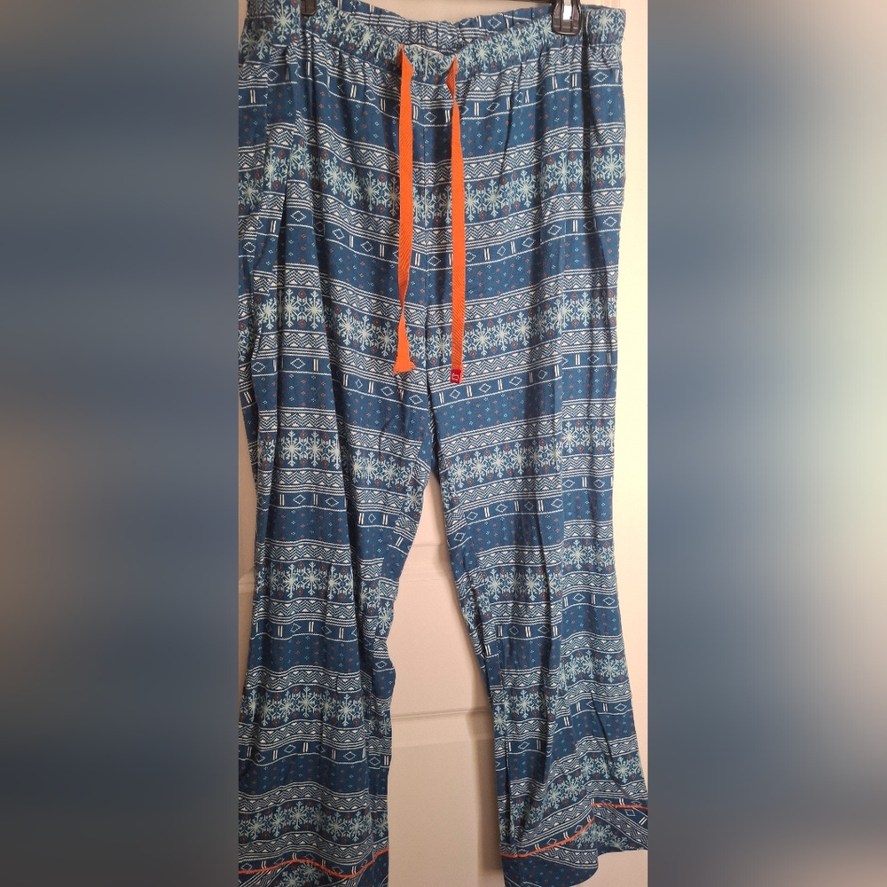 Woolrich Snow Blue Patterned Women's Pajama Set Sz XL Winter Longwear Xmas Basic - Picture 11 of 14